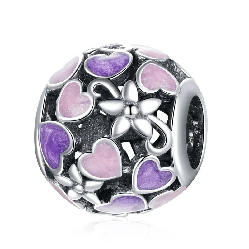 Purple Diamond Punk Beads and Love Drop Charms
