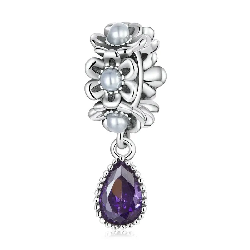 Purple Diamond Punk Beads and Love Drop Charms