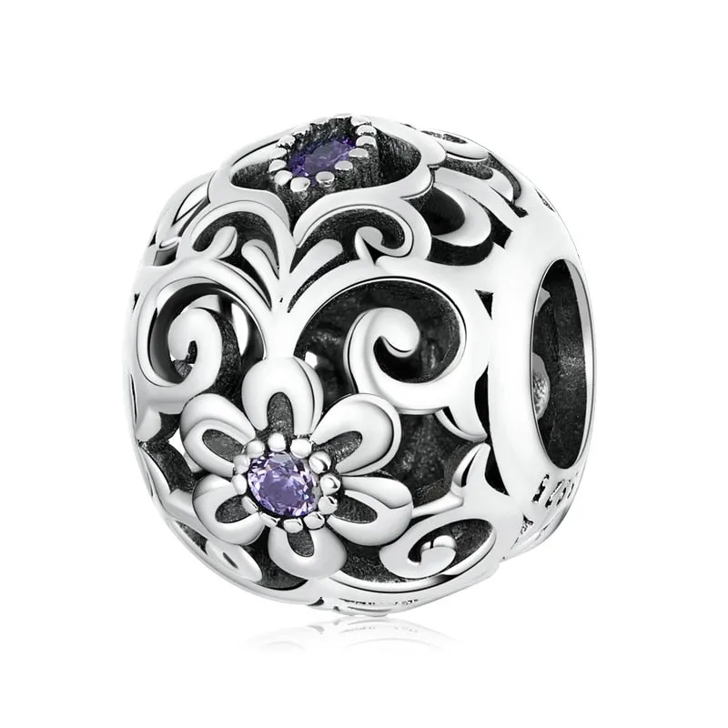 Purple Diamond Punk Beads and Love Drop Charms