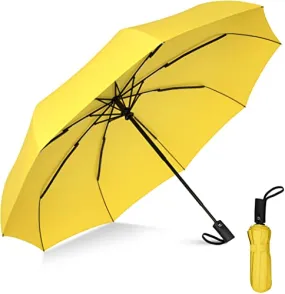 Rain-Mate Compact Travel Umbrella - Auto Open and Close - Yellow