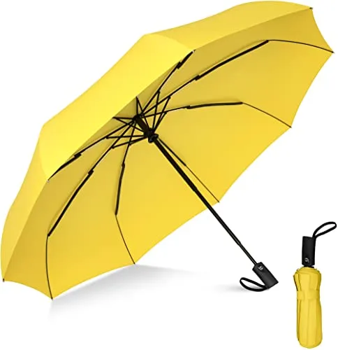 Rain-Mate Compact Travel Umbrella - Auto Open and Close - Yellow