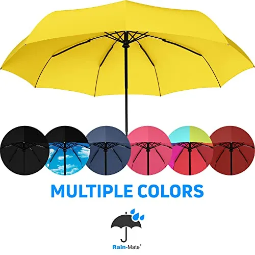 Rain-Mate Compact Travel Umbrella - Auto Open and Close - Yellow