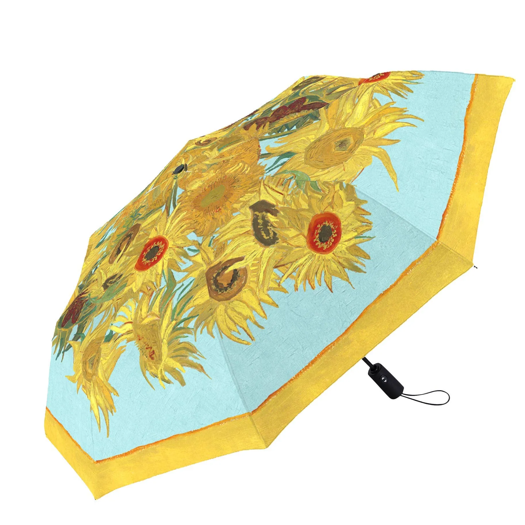 RainCaper van Gogh Sunflowers Folding Travel Umbrella