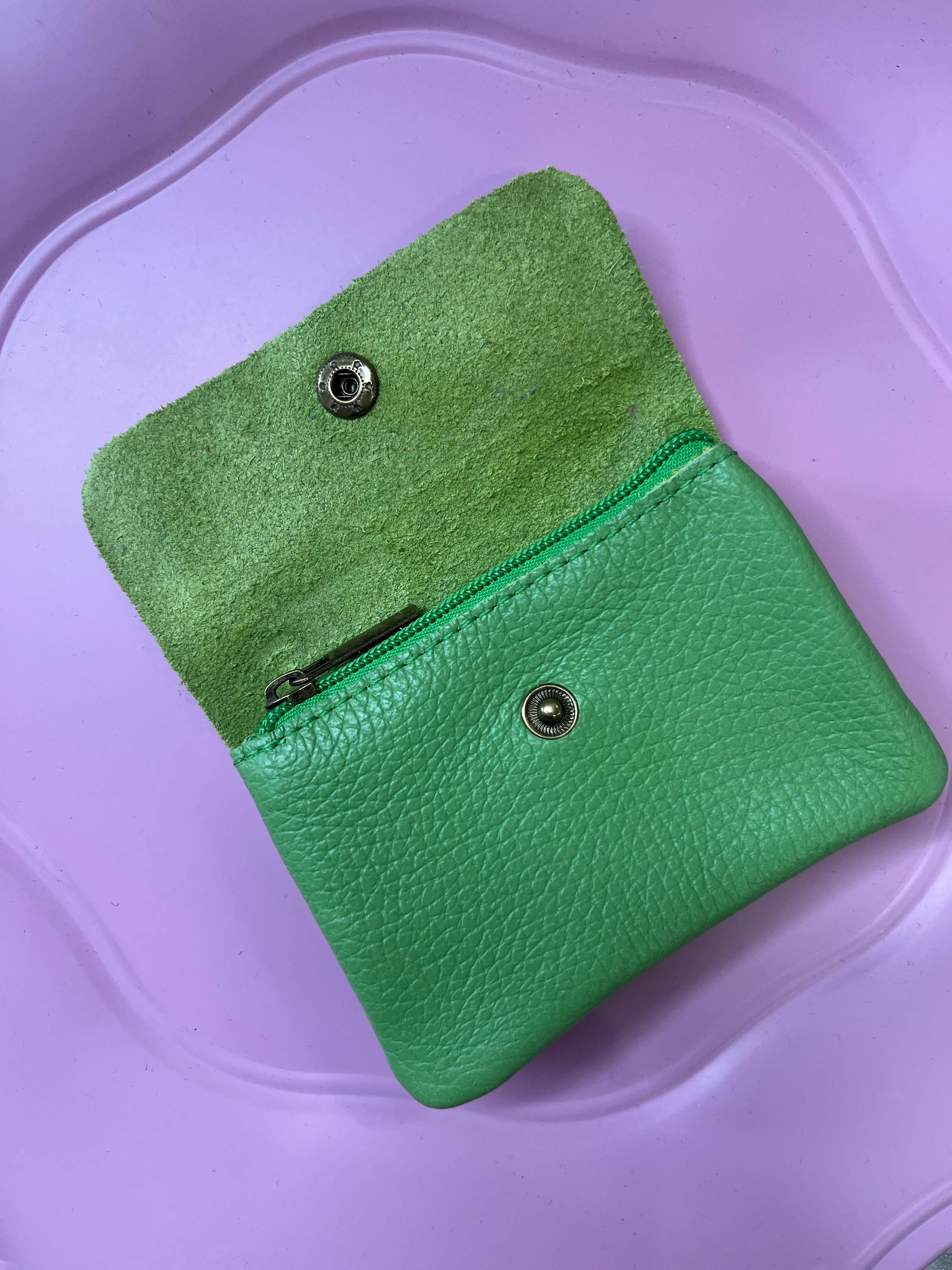 Real Leather Small Purse / Light Green
