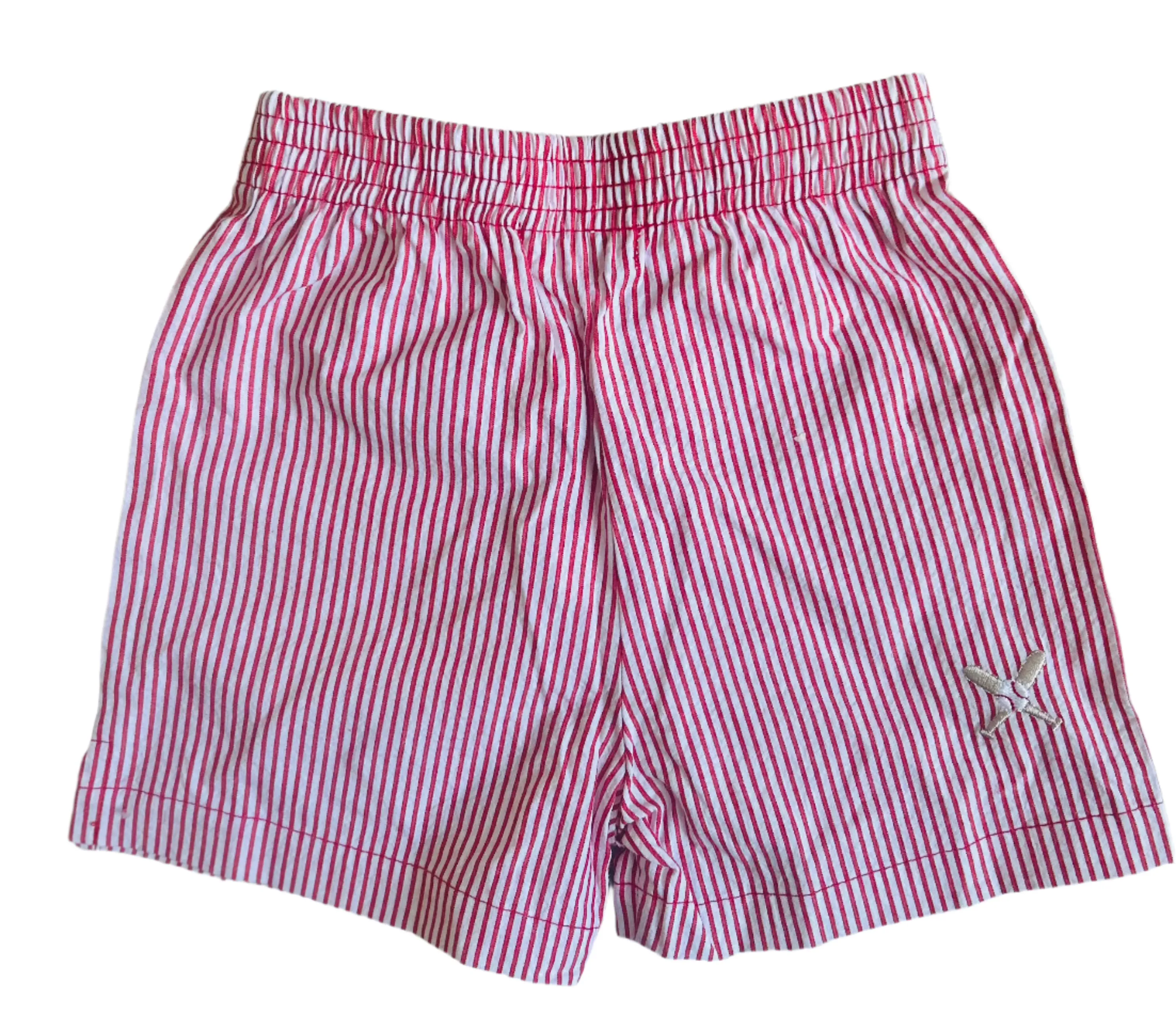 Red Stripe Embroidered Baseball Shorts | Luigi