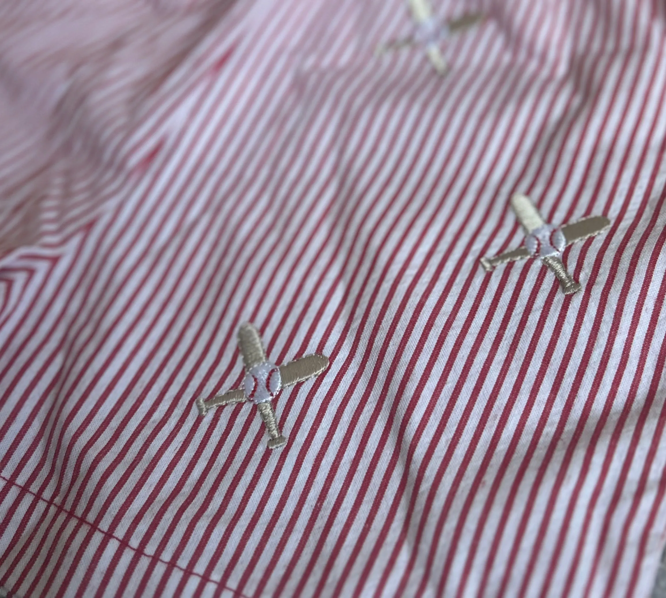 Red Stripe Embroidered Baseball Shorts | Luigi
