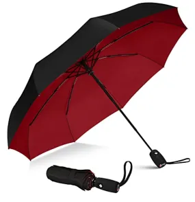 Repel Windproof Travel Umbrella - Wind Resistant - Black - Red
