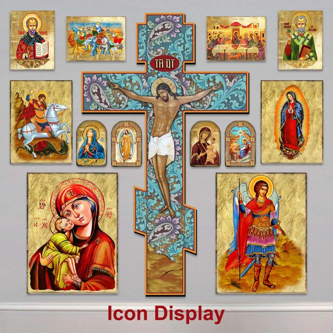 Saint Michael Archangel Wooden Gold Plated Orthodox Christian Sacred Icon - Inspirational Icon Decor - 86027