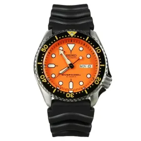 Seiko SKX011J1 Men's Scuba Divers Automatic Orange Dial Black Rubber Strap Dive Watch