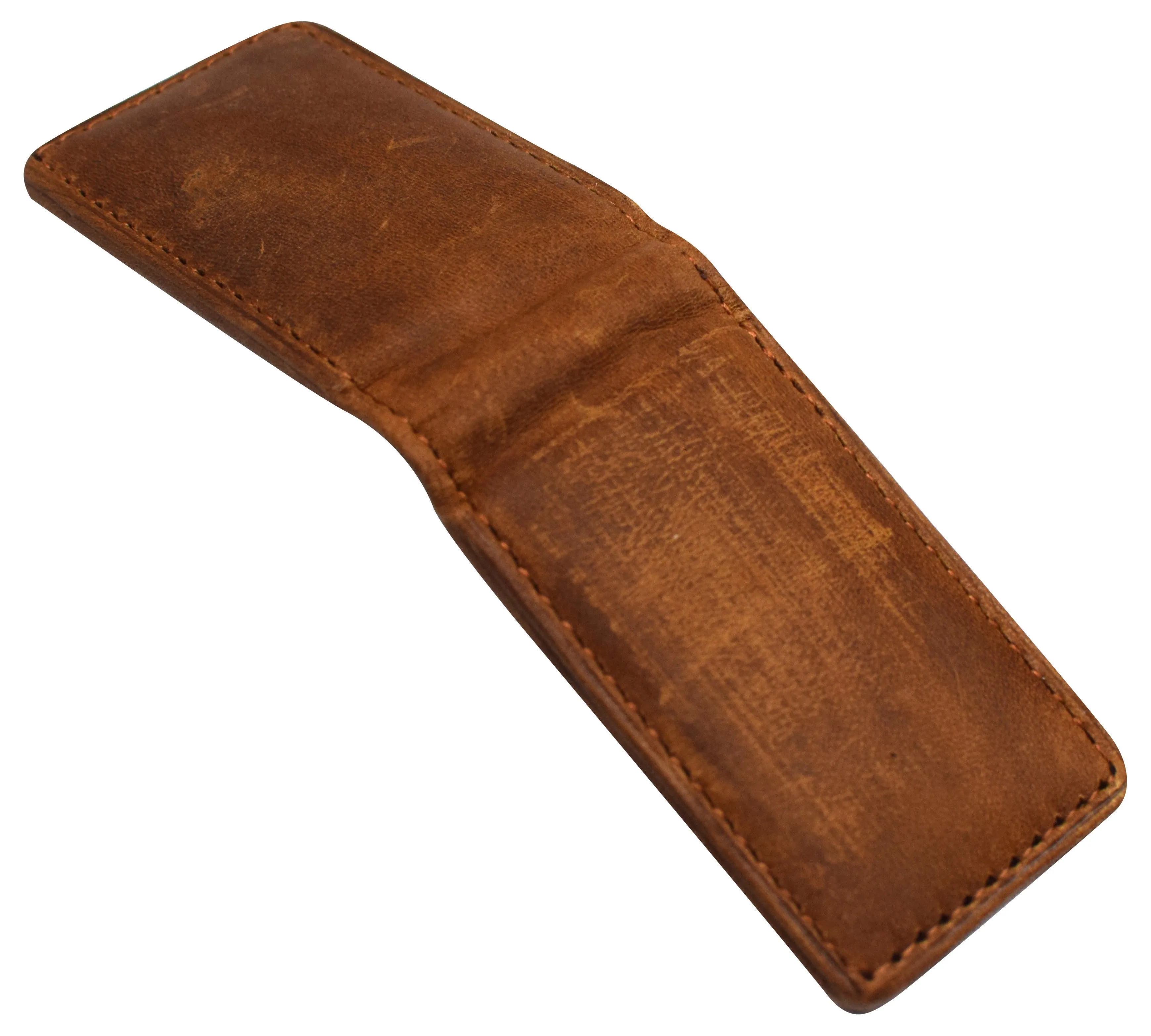 Slim Magnetic Money Clip Hunter Leather Business Card Holder for Men
