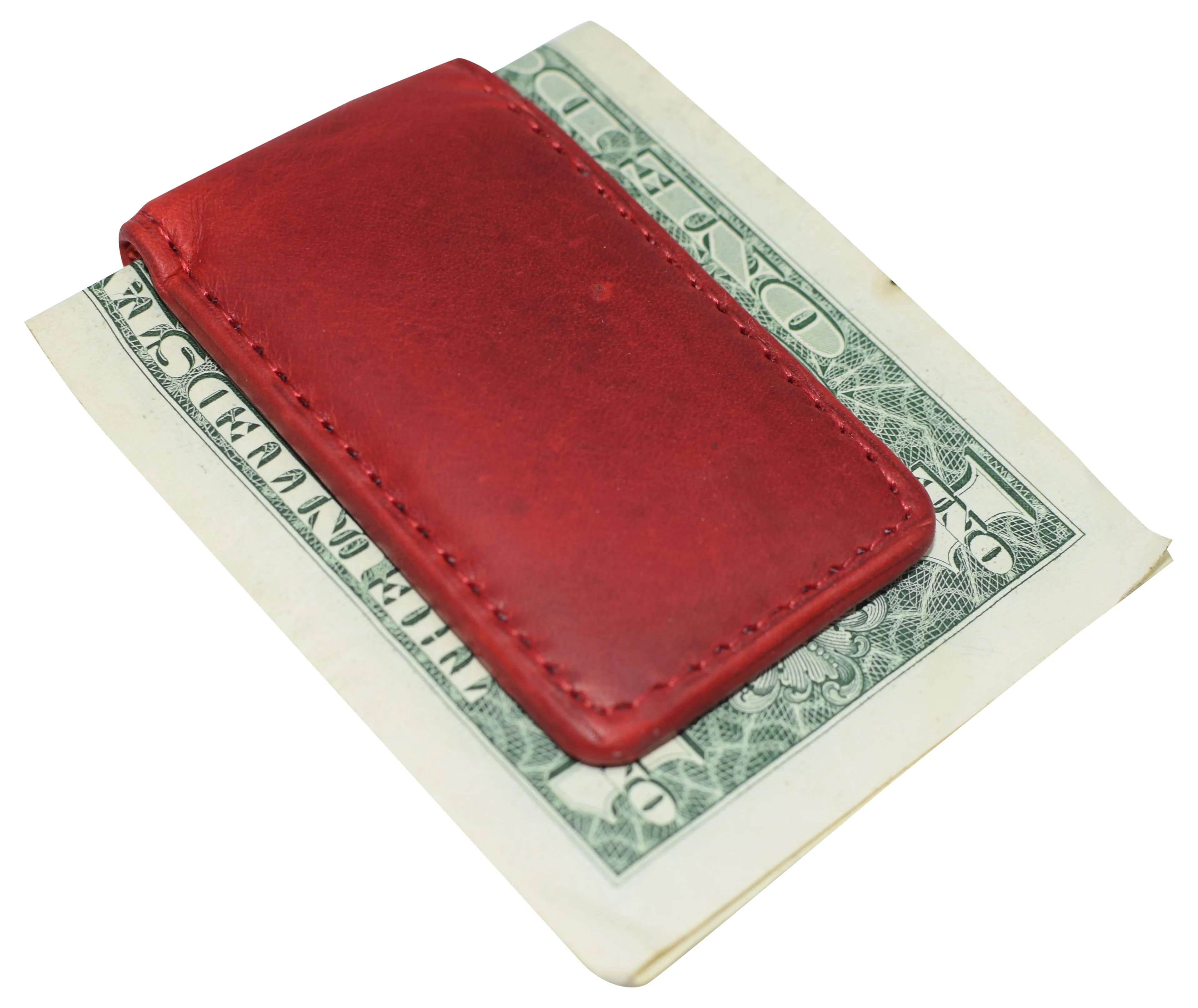 Slim Magnetic Money Clip Hunter Leather Business Card Holder for Men