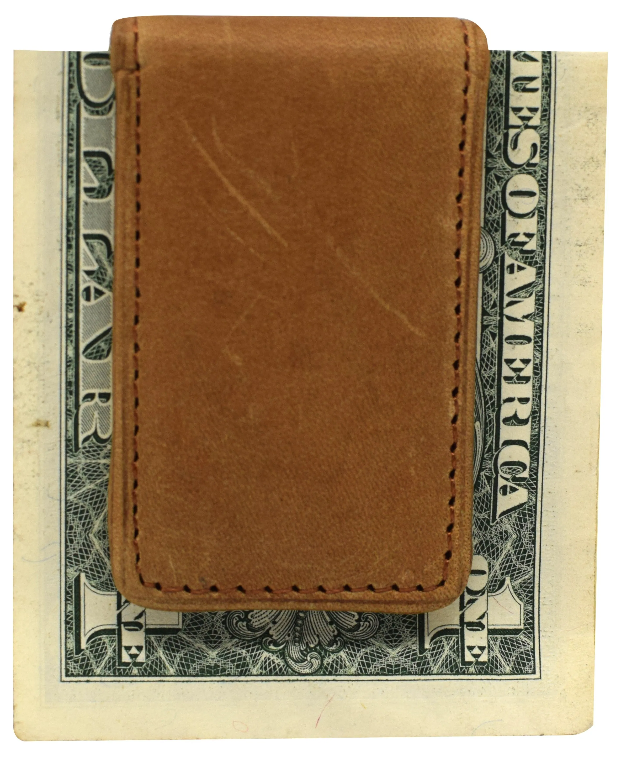 Slim Magnetic Money Clip Hunter Leather Business Card Holder for Men