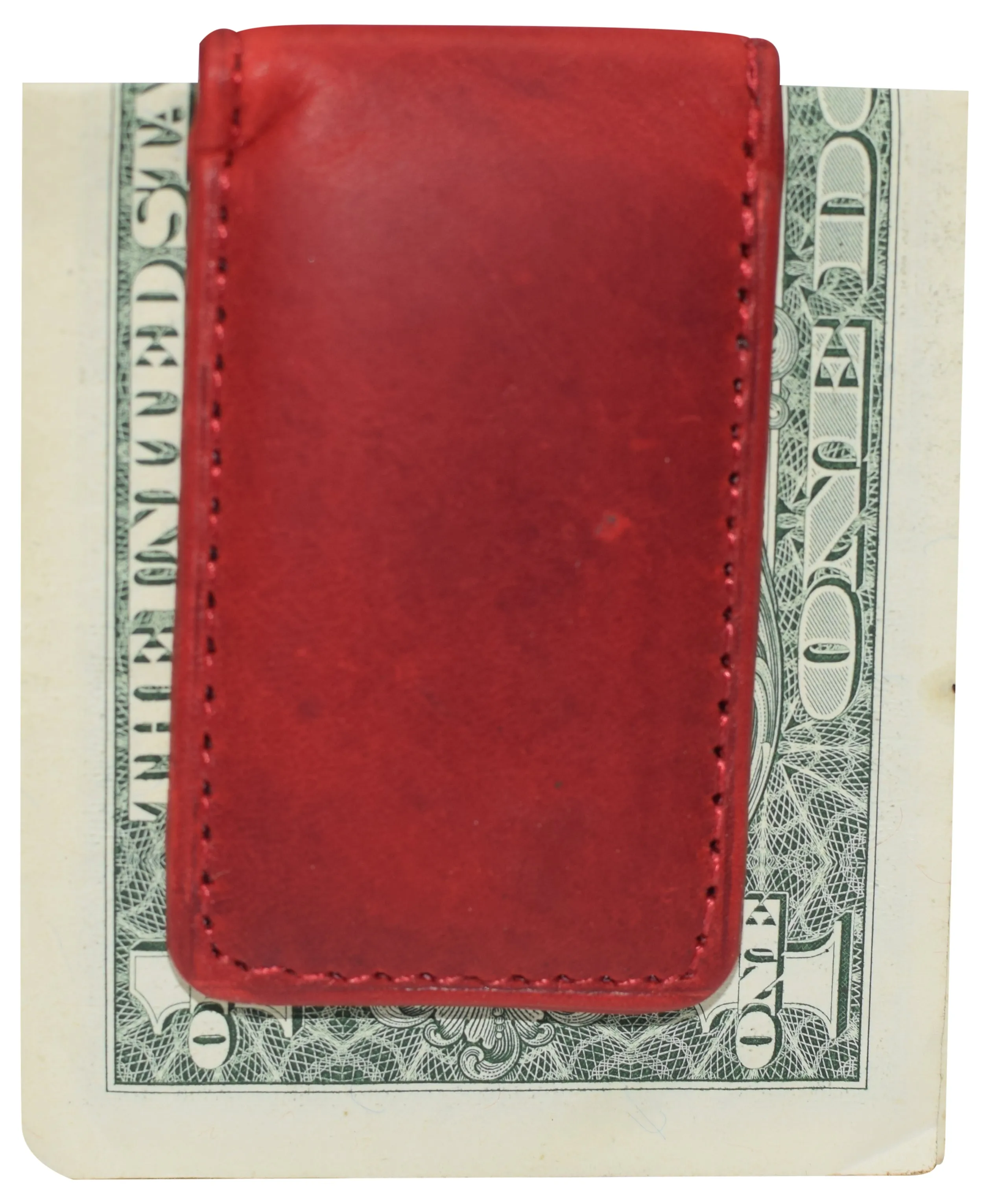 Slim Magnetic Money Clip Hunter Leather Business Card Holder for Men