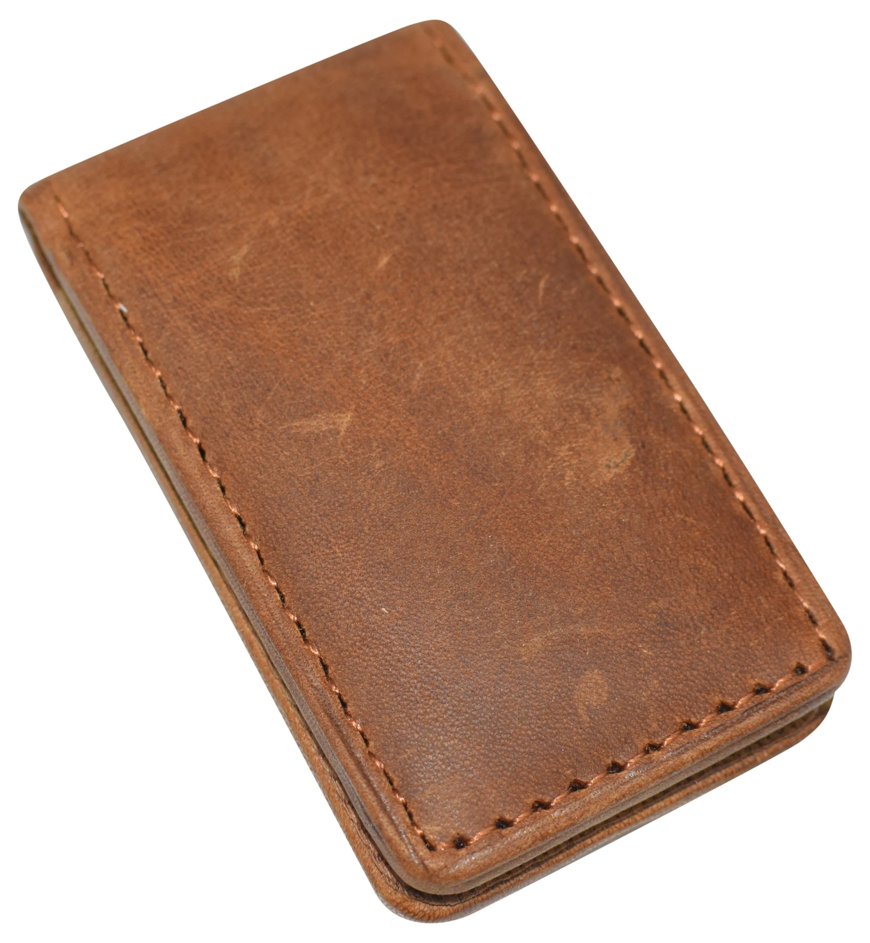 Slim Magnetic Money Clip Hunter Leather Business Card Holder for Men