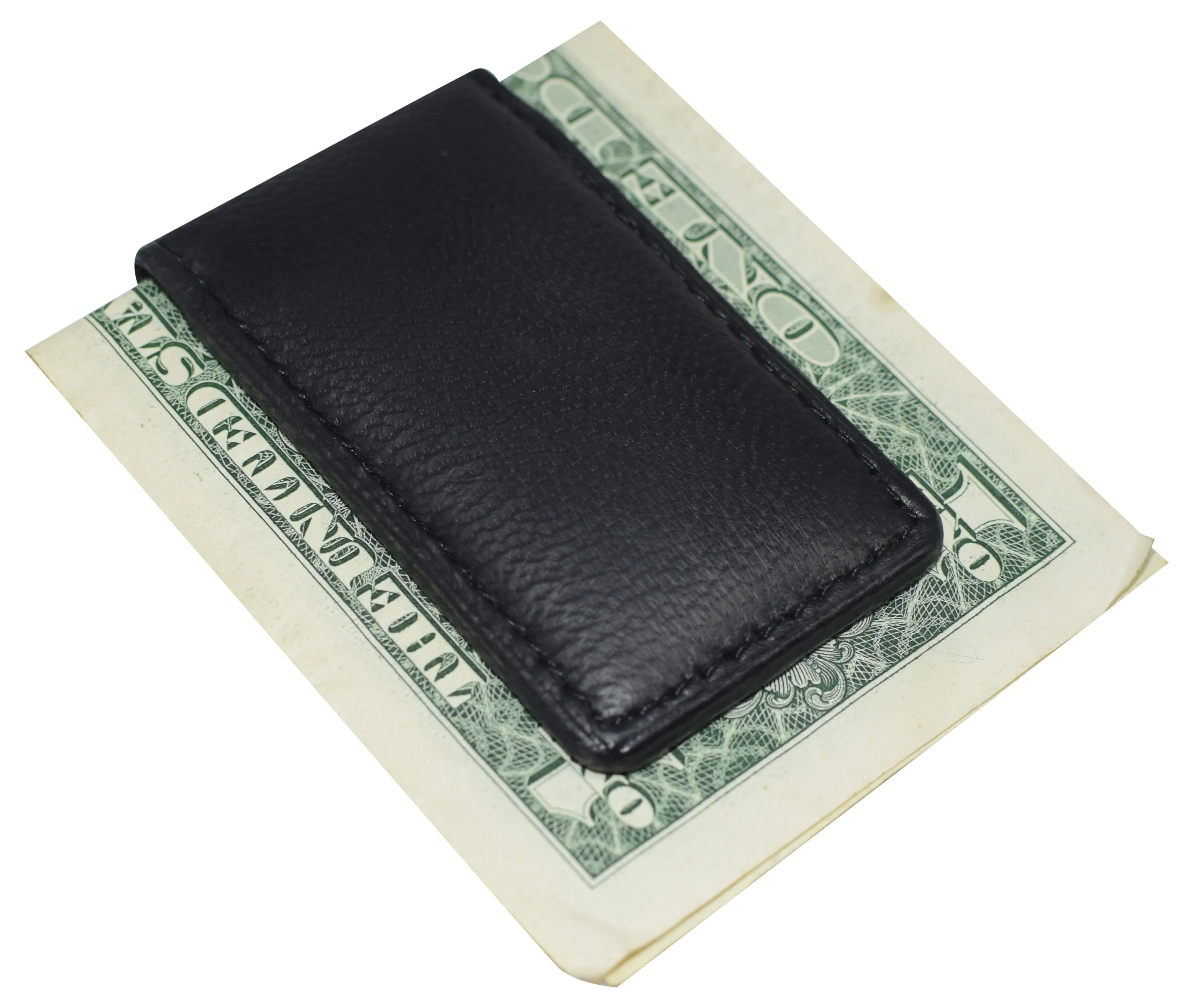Slim Magnetic Money Clip Hunter Leather Business Card Holder for Men