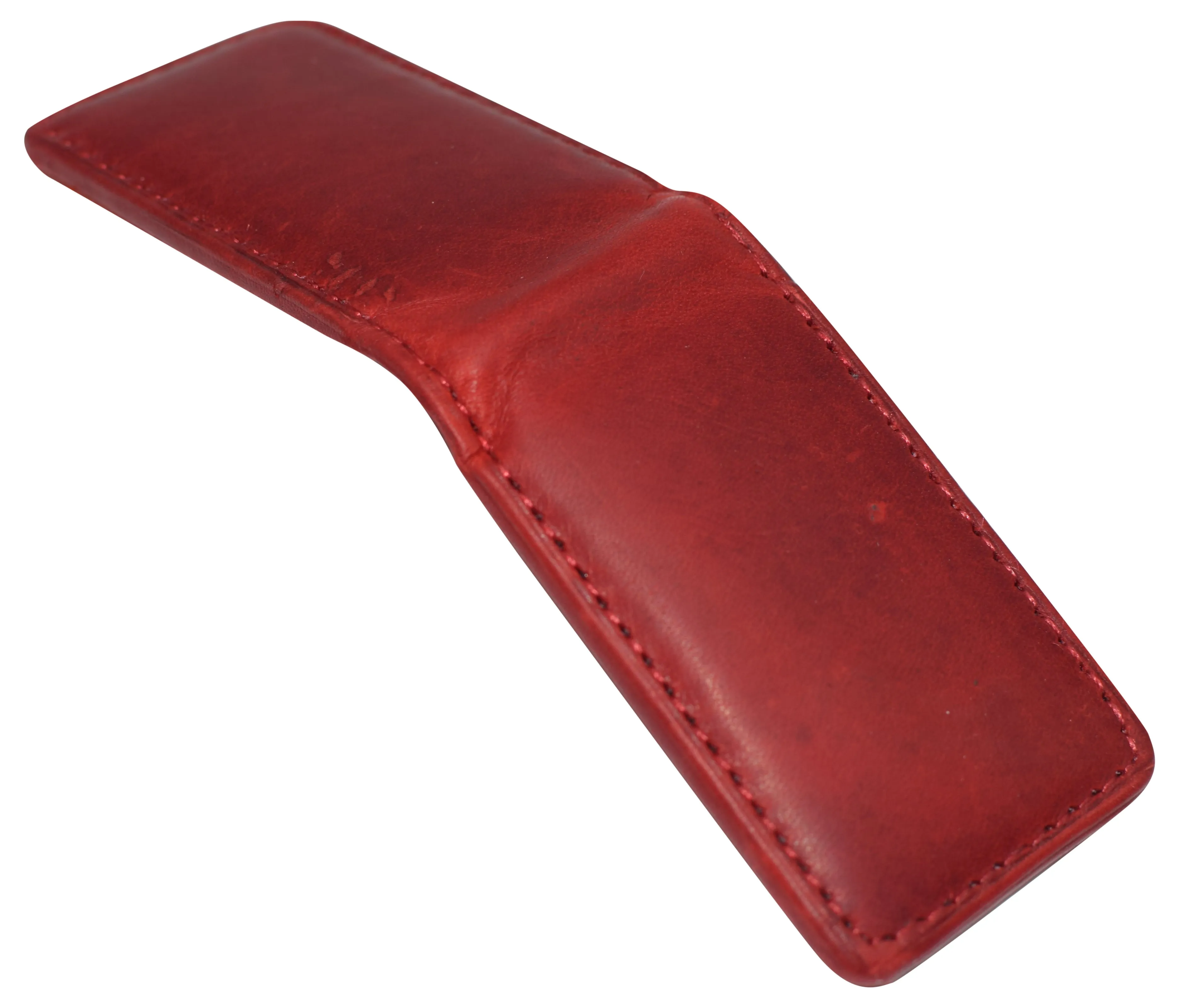 Slim Magnetic Money Clip Hunter Leather Business Card Holder for Men