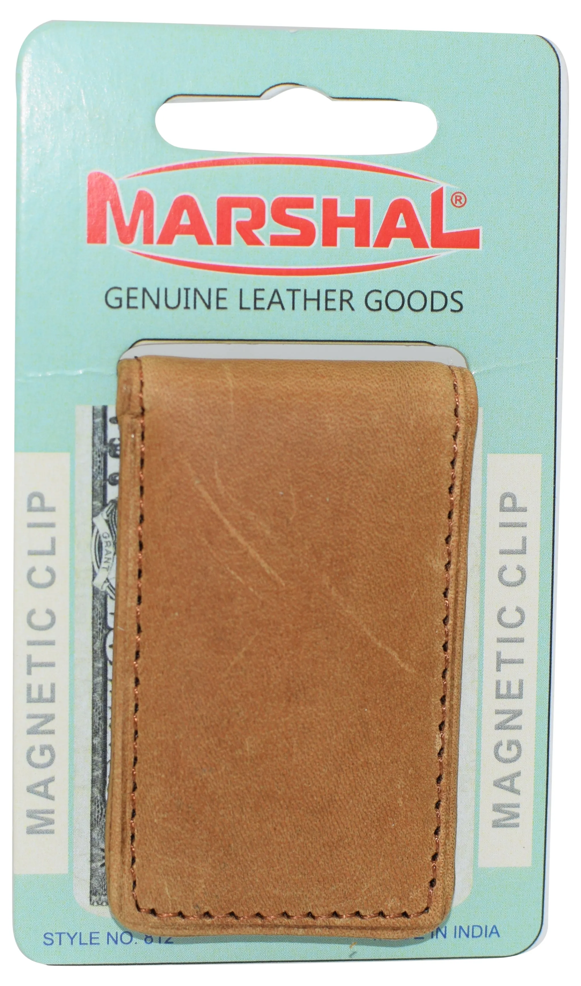 Slim Magnetic Money Clip Hunter Leather Business Card Holder for Men