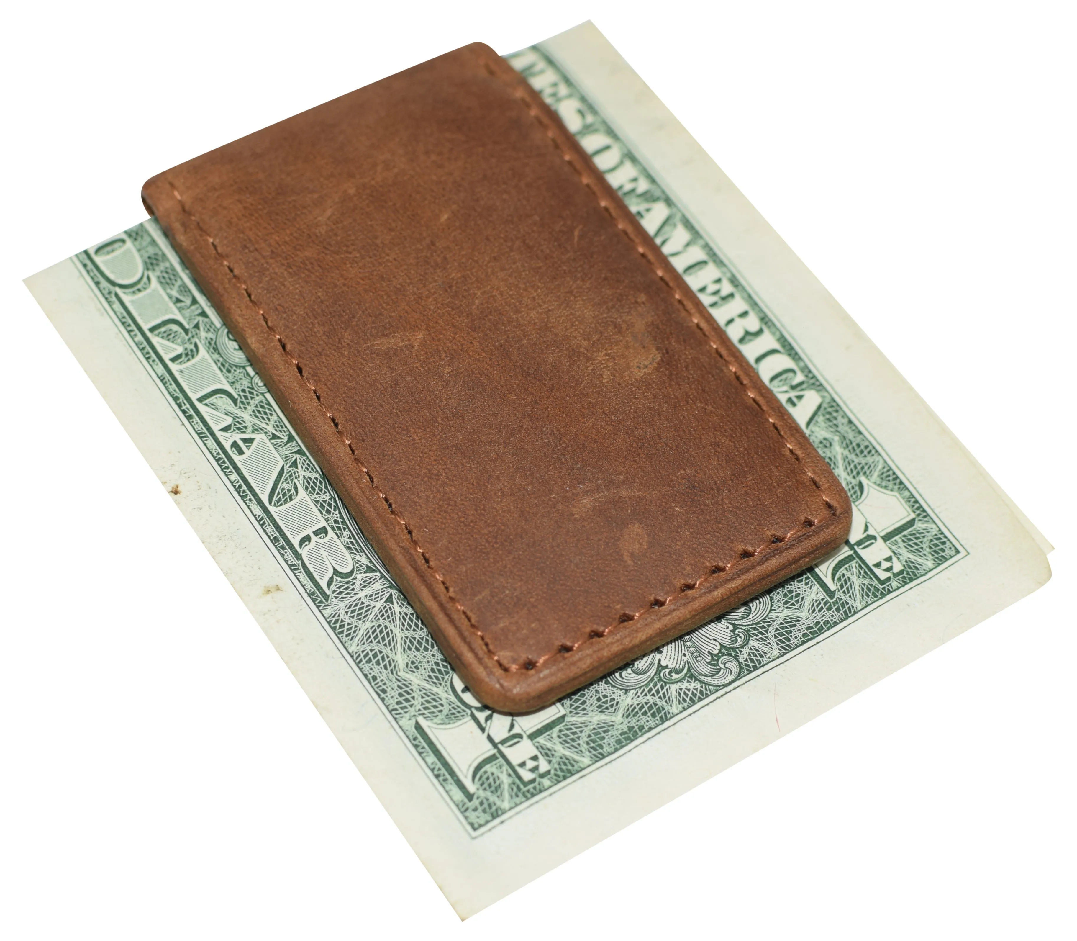Slim Magnetic Money Clip Hunter Leather Business Card Holder for Men
