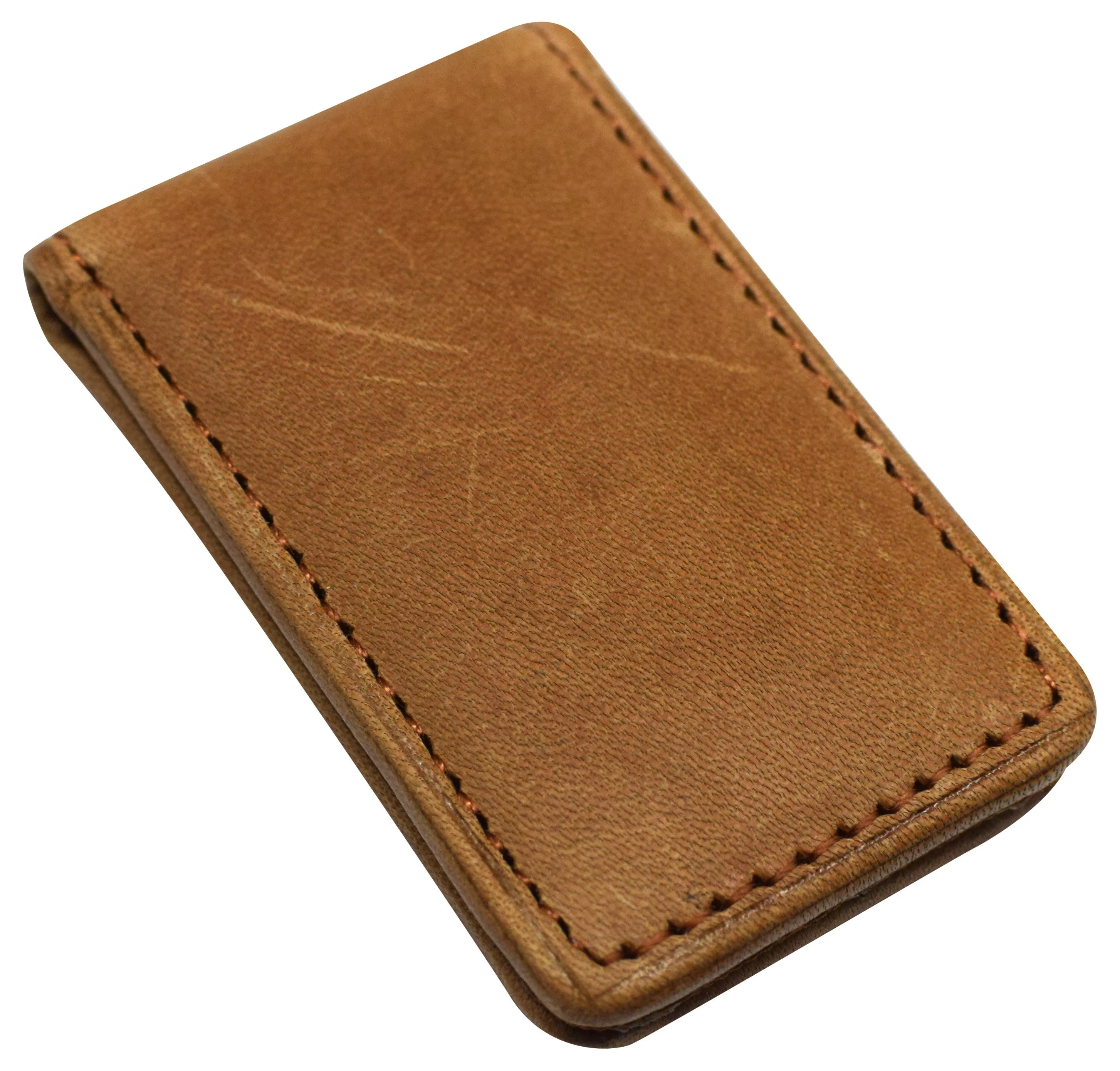 Slim Magnetic Money Clip Hunter Leather Business Card Holder for Men
