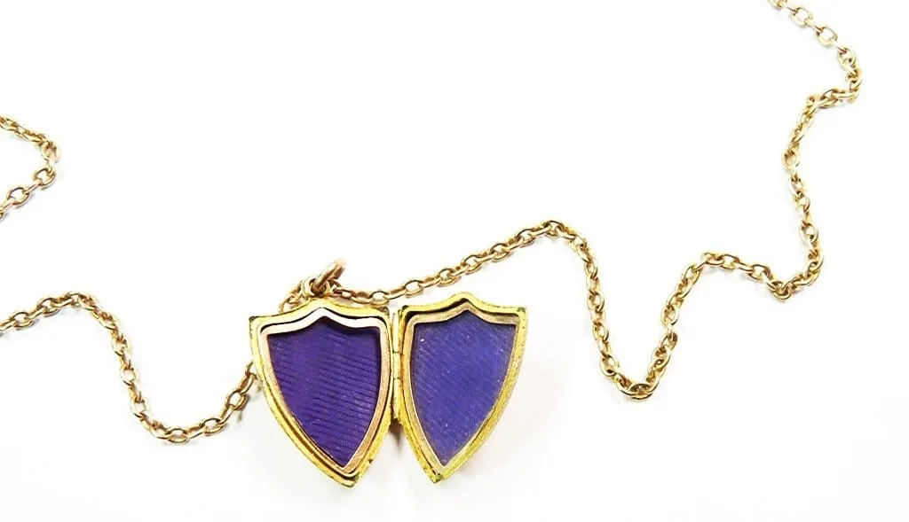 Solid Gold Edwardian Locket And Necklace Antique Fully Hallmarked Shield Locket 1902