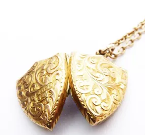 Solid Gold Edwardian Locket And Necklace Antique Fully Hallmarked Shield Locket 1902