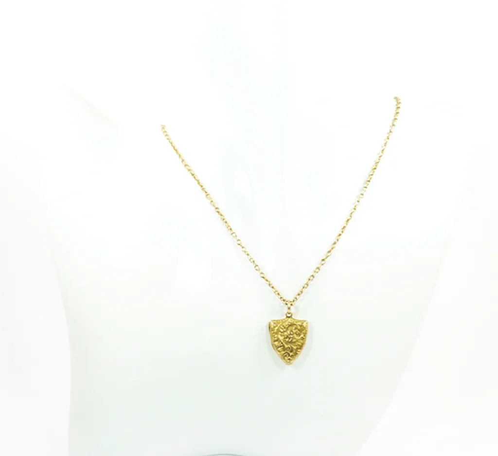 Solid Gold Edwardian Locket And Necklace Antique Fully Hallmarked Shield Locket 1902