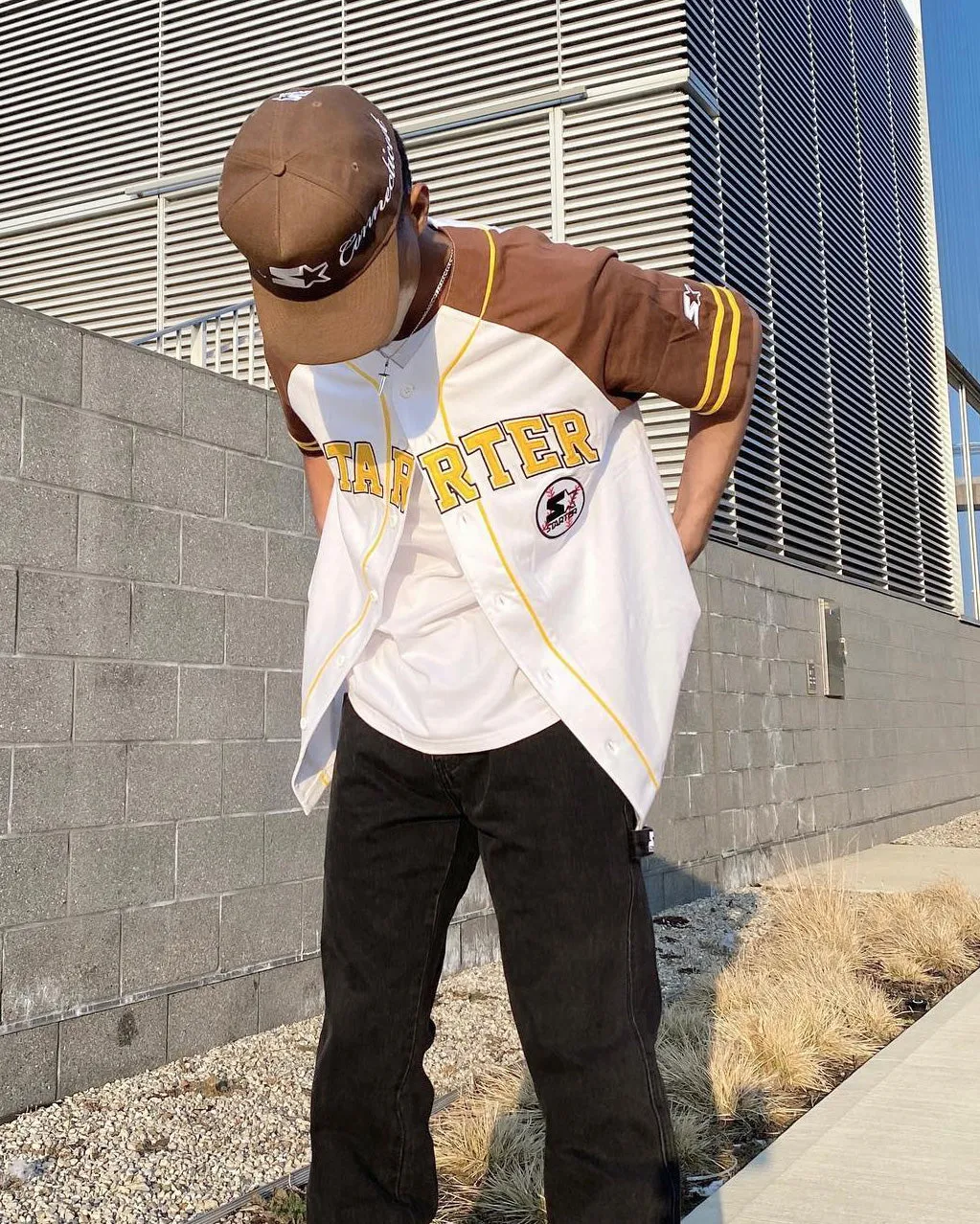 Starter Arch Baseball Jersey White/Brown