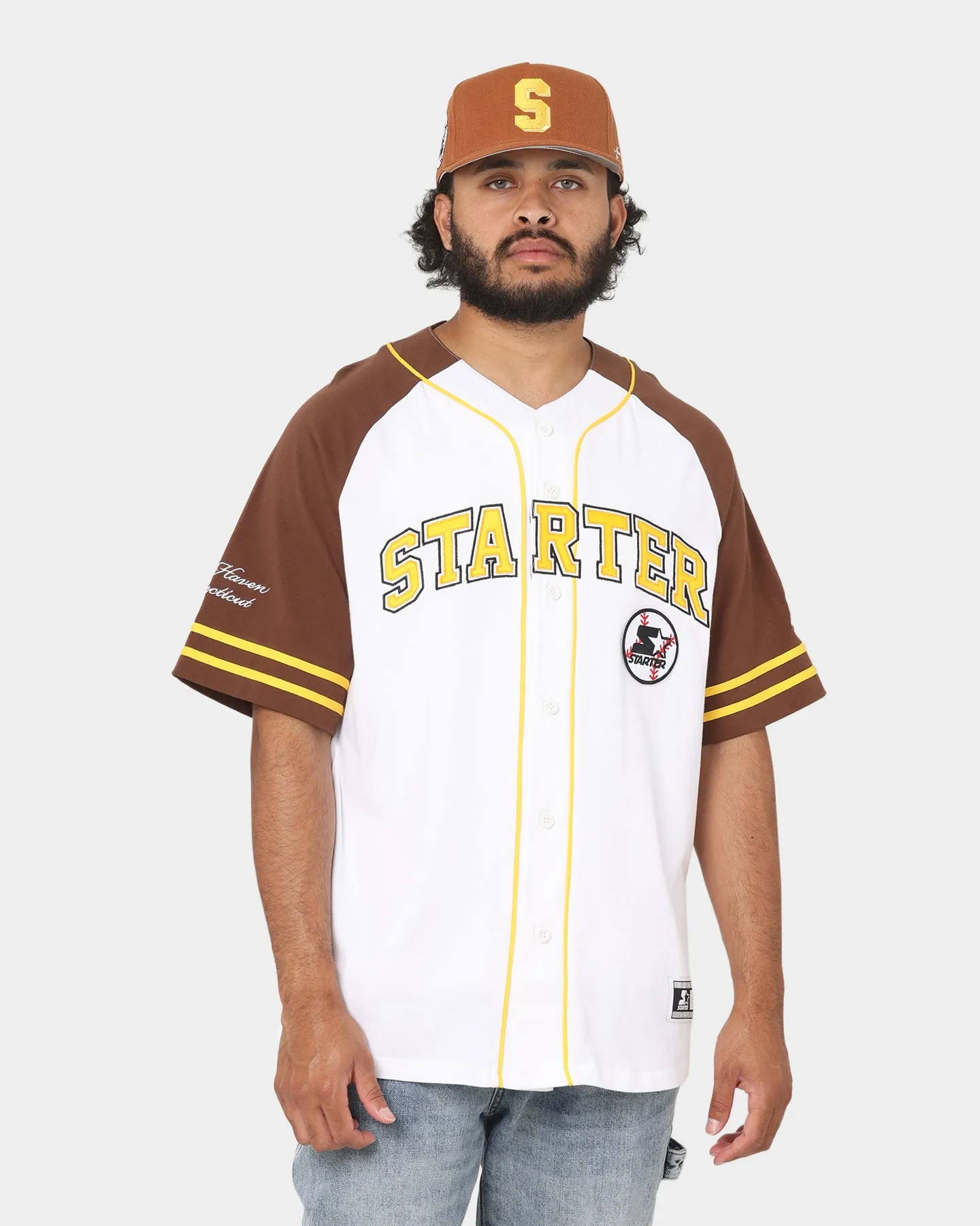 Starter Arch Baseball Jersey White/Brown