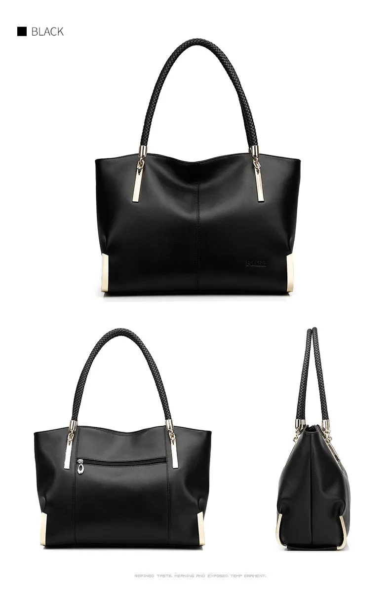 Stylish Casual Zipper Soft Leather Handbag For Women