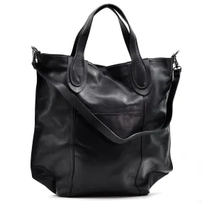 Substantial classic luxury leather bag with long strap