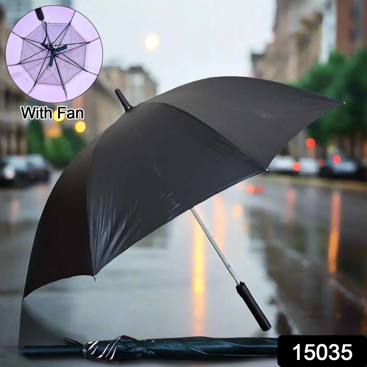 Sun Umbrella With Fan Power Bank For Summer (1 Pc)