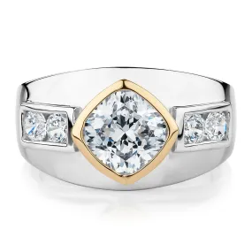 Synergy dress ring with 1.9 carats* of diamond simulants in 10 carat yellow gold and sterling silver