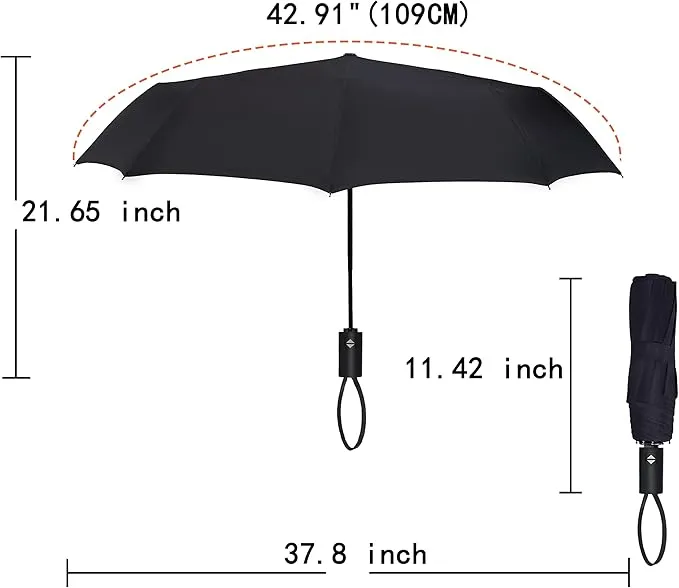SYNHOK Compact Travel Folding Umbrella,Durable Rain Windproof Portable Umbrella with Strong Ribs Reinforced Canopy Ergonomic Handle Auto Open/Close -Man & Woman