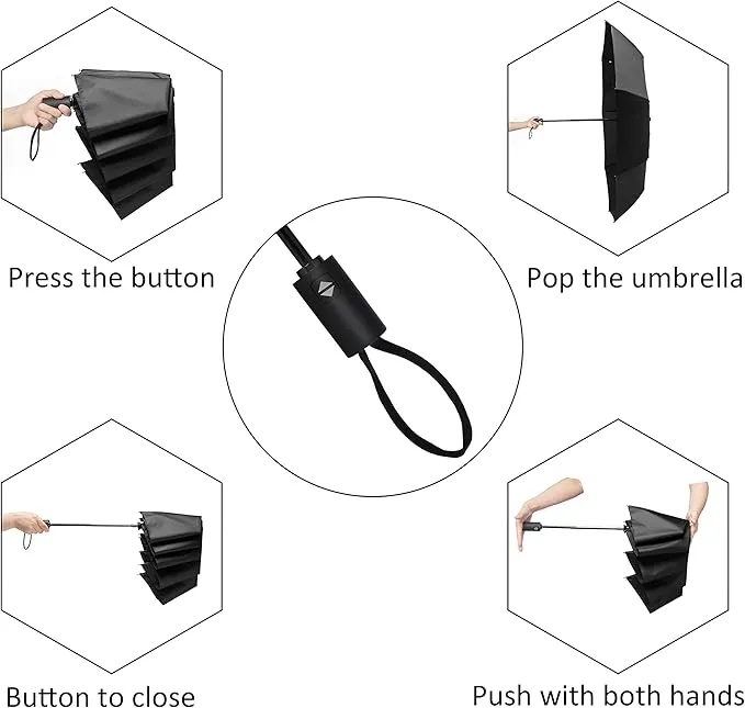 SYNHOK Compact Travel Folding Umbrella,Durable Rain Windproof Portable Umbrella with Strong Ribs Reinforced Canopy Ergonomic Handle Auto Open/Close -Man & Woman