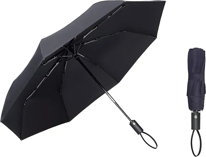 SYNHOK Compact Travel Folding Umbrella,Durable Rain Windproof Portable Umbrella with Strong Ribs Reinforced Canopy Ergonomic Handle Auto Open/Close -Man & Woman
