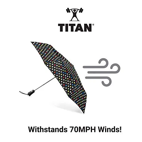 Totes Titan Compact Travel Umbrella - UV Sun Protection, Windproof
