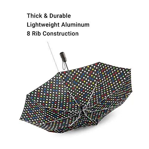 Totes Titan Compact Travel Umbrella - UV Sun Protection, Windproof