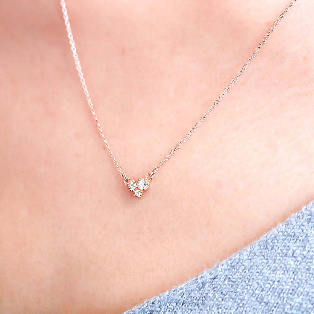 Trio Diamond Cluster Necklace