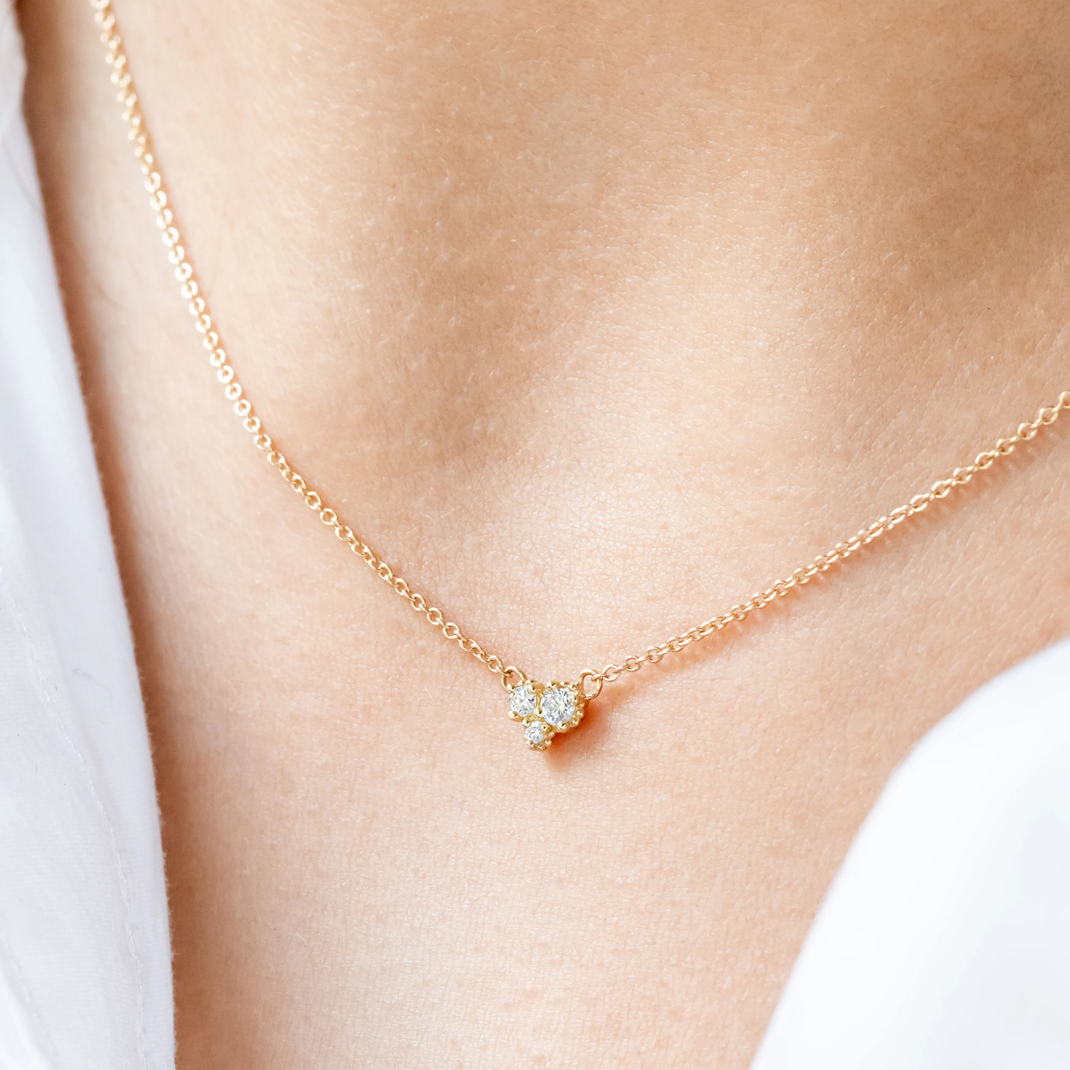 Trio Diamond Cluster Necklace