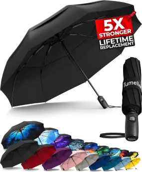 TUMELLA Compact Windproof Automatic Umbrella for Travel