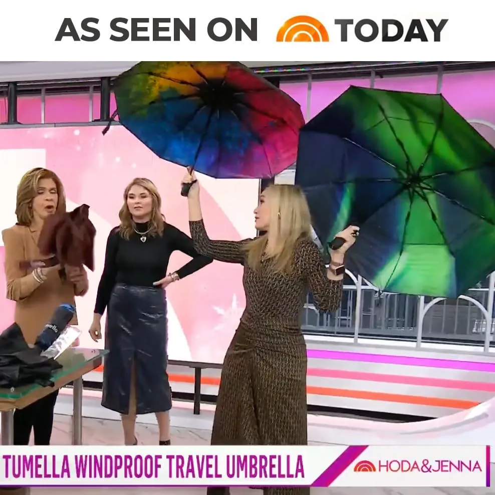 TUMELLA Compact Windproof Automatic Umbrella for Travel