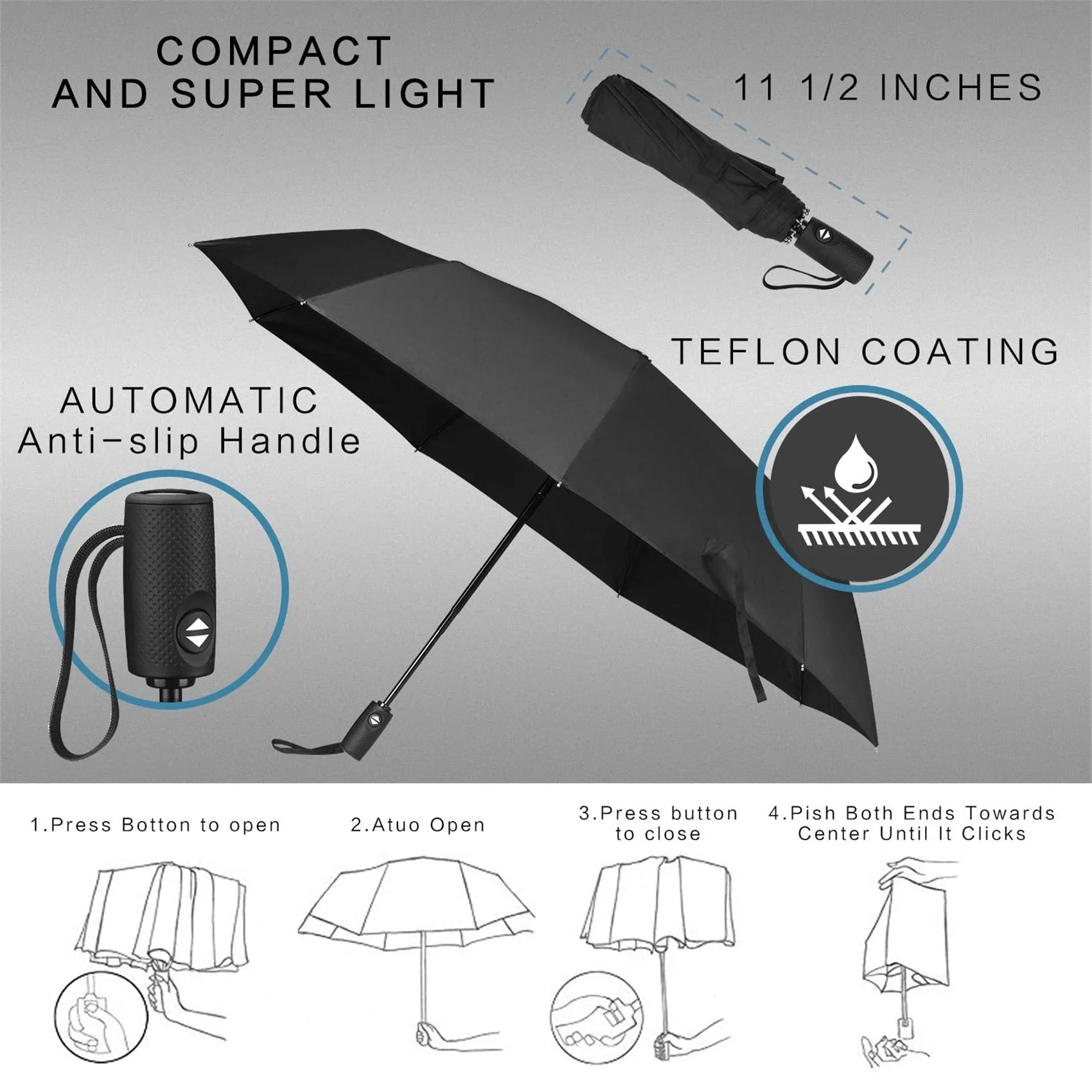 Umbrella Stormproof Travel Windproof Automatic open/close pocket umbrella