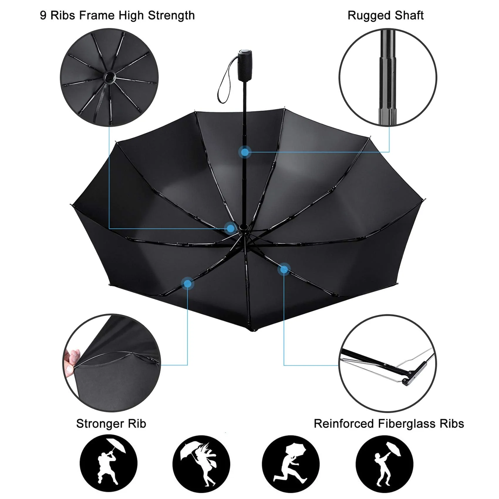 Umbrella Stormproof Travel Windproof Automatic open/close pocket umbrella