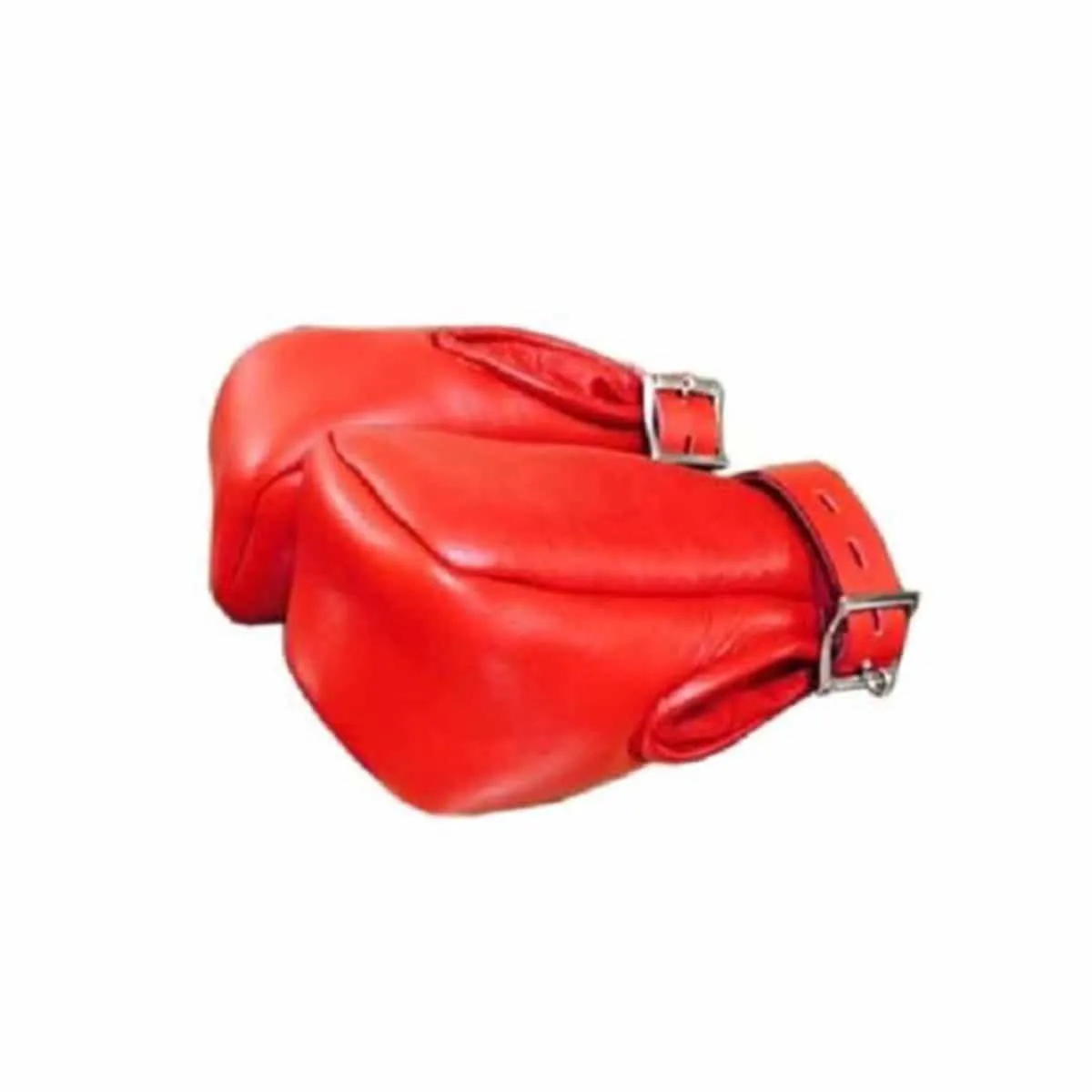 Unisex Red Sheep Leather Fist Mitts Gloves Sexy Padded Lined Bondage - Mitts2 - RED