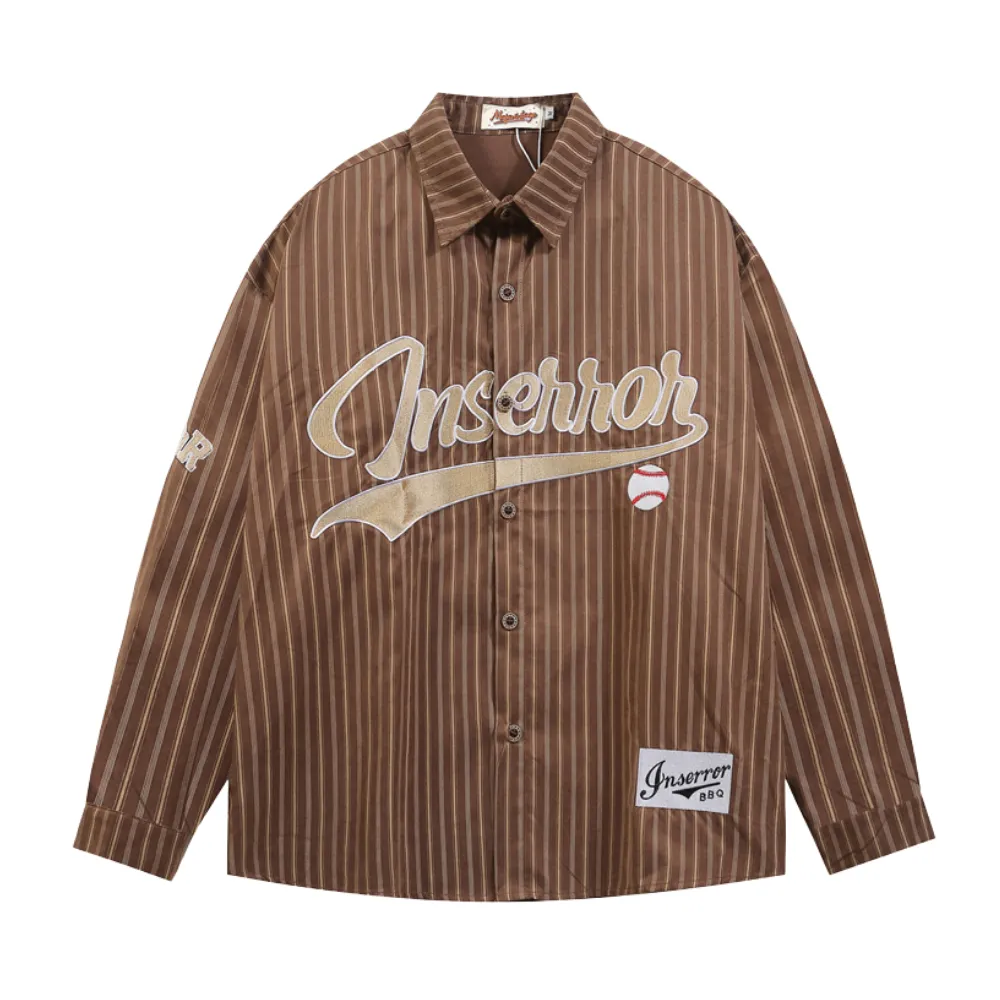 Vintage Baseball Letters Embroidered Shirt