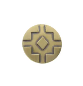 Vintage Brass Center Diamond Round, Pk/6