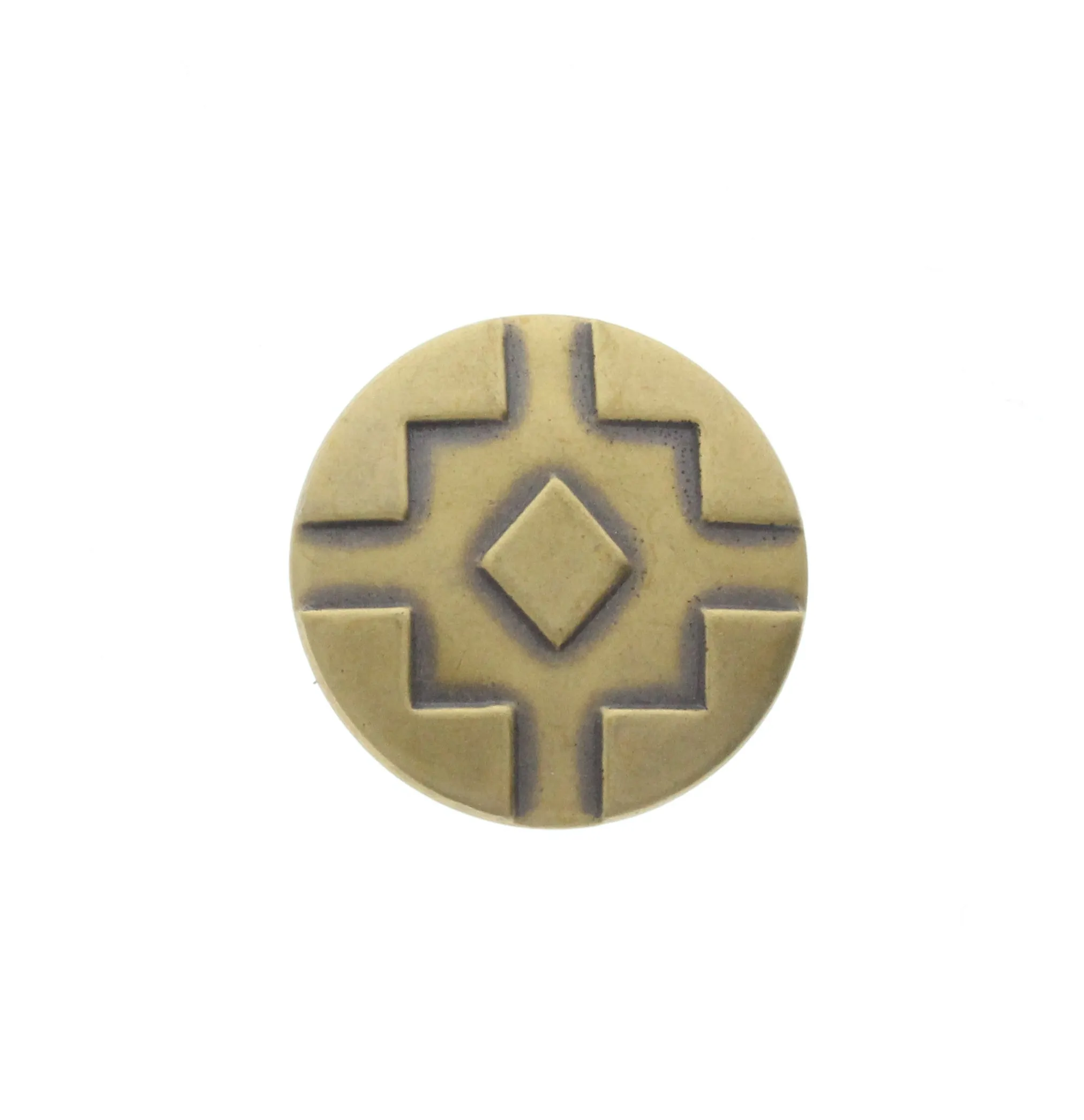 Vintage Brass Center Diamond Round, Pk/6