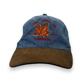 Vintage SAINT JOHN, NB "Canada" Embroidered Souvenir Denim Suede Peak Baseball Cap