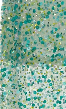 Wardrobes by Chen Elegant Green Sequin Diamond Maxi cocktail Dress-Willow