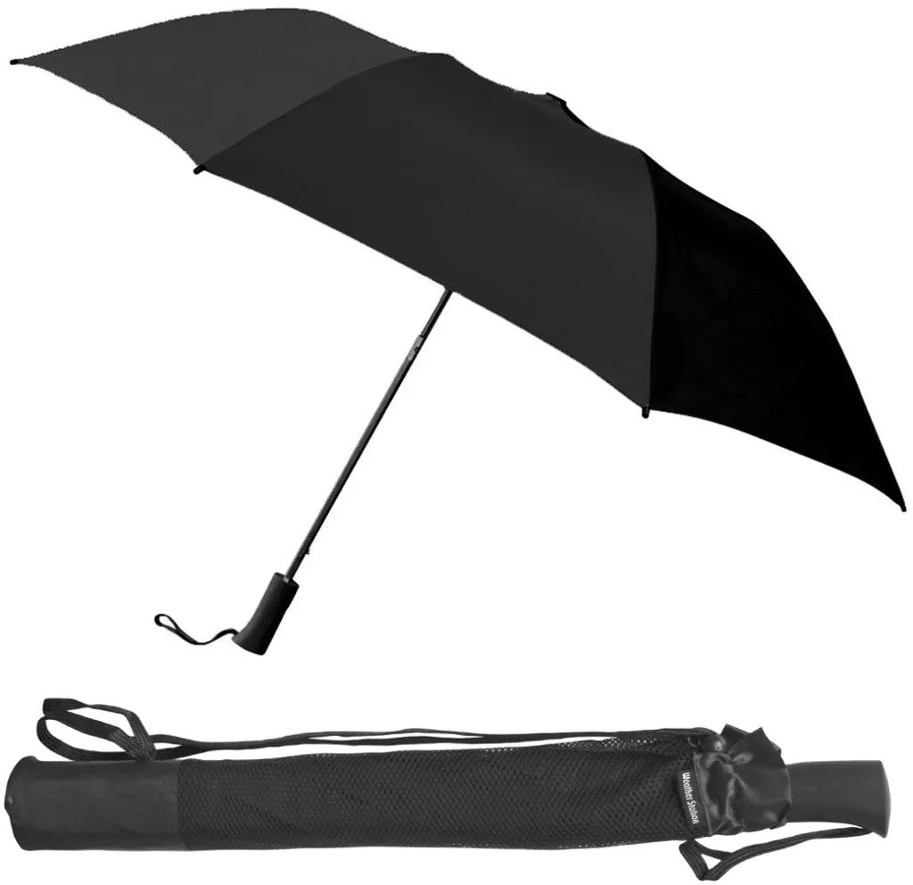 weather station 56" black automatic folding golf umbrellas Case of 24